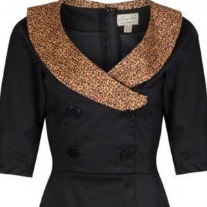 NWT Lindy Bop black and leopard print dress LARGE